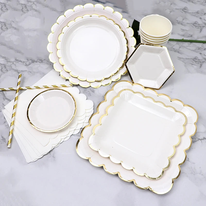 Elegant White Porcelain Disposable Tableware