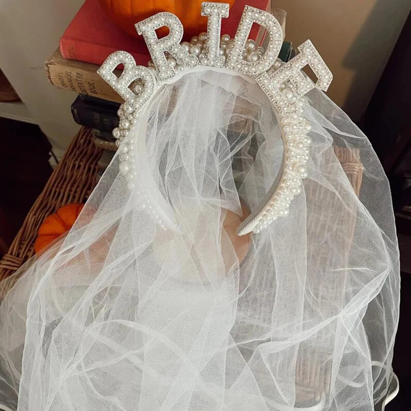 White Bride Pearl Headband