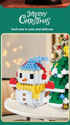 Christmas Gifts Micro Building Block DIY Domino Game Santa Claus Reindeer Holiday Puzzle Assembling Bricks Table Decoration Toys