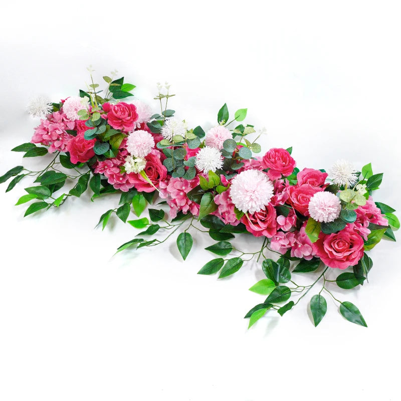 Luxury White Rose Artificial Flower Row Wedding Centerpiece
