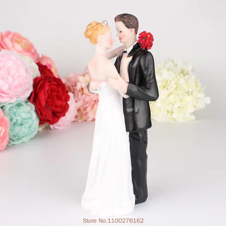 Romantic Bride and Groom Cake Toppers