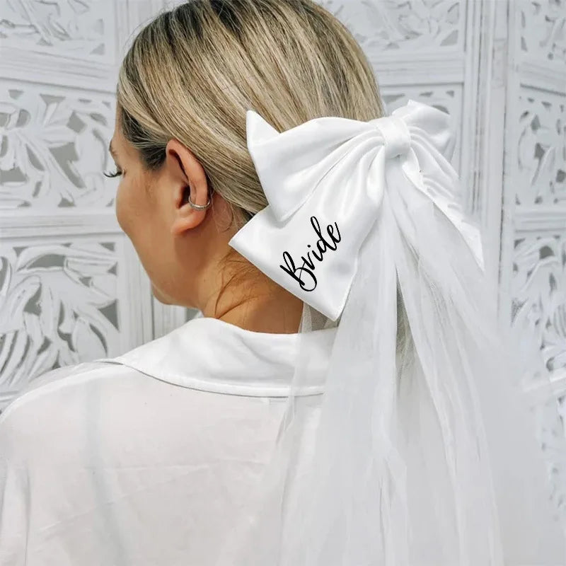 White Bride Bow Veil