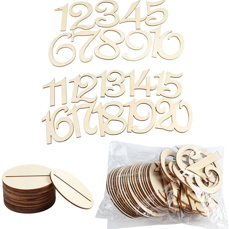 Elegant Wooden Table Numbers for Wedding Reception