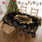 Christmas Tree Snowman Elk Snowflakes Tablecloth Dining Table Reusable Washable Rectangle Tables for Kitchen, Camping, Festival