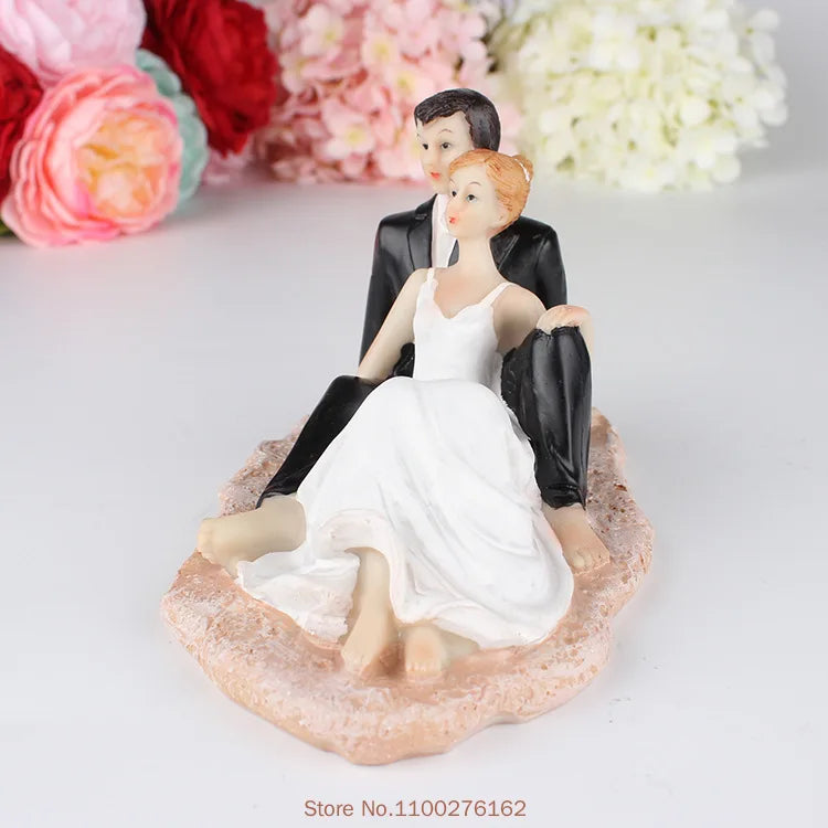 Romantic Bride and Groom Cake Toppers