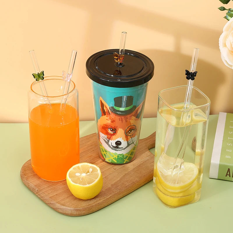 Reusable Butterfly Straws multicolor