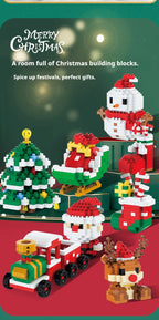 Christmas Gifts Micro Building Block DIY Domino Game Santa Claus Reindeer Holiday Puzzle Assembling Bricks Table Decoration Toys