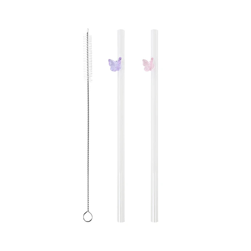 Reusable Butterfly Straws multicolor