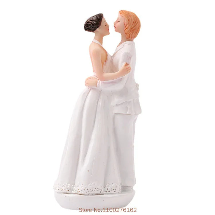 Romantic Bride and Groom Cake Toppers