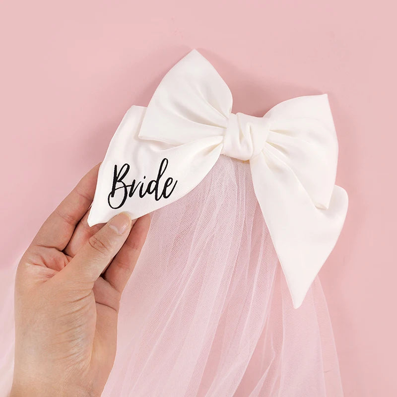 White Bride Bow Veil