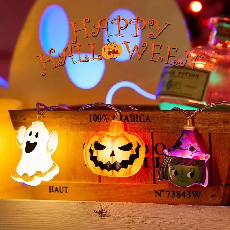Halloween LED String Lights Pumpkin Ghost Spider Web