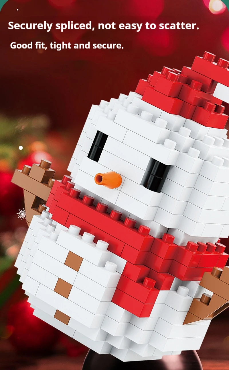 Christmas Gifts Micro Building Block DIY Domino Game Santa Claus Reindeer Holiday Puzzle Assembling Bricks Table Decoration Toys