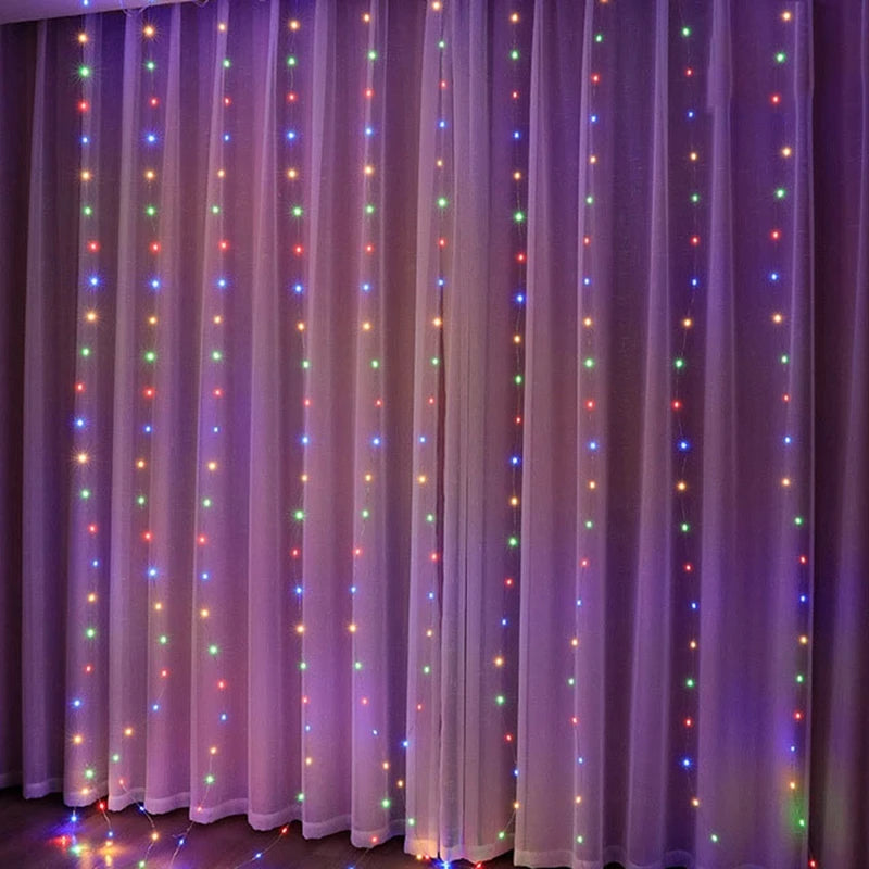Christmas Lights Curtain Garland Merry Christmas Decorations For Home Christmas Ornaments Xmas Gifts Navidad 2025 New Year Decor