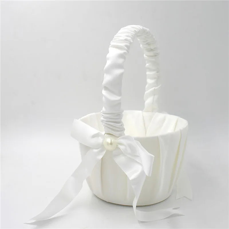 White Flower silk Basket