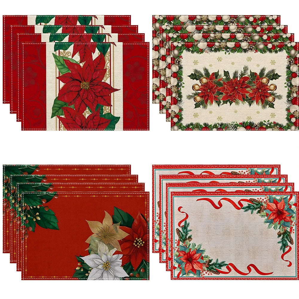 Christmas Floral Placemats Tableware