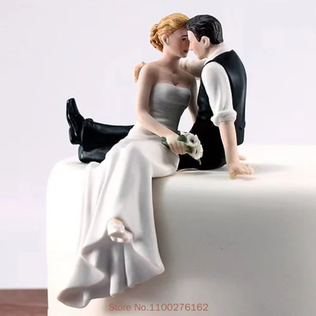 Romantic Bride and Groom Cake Toppers