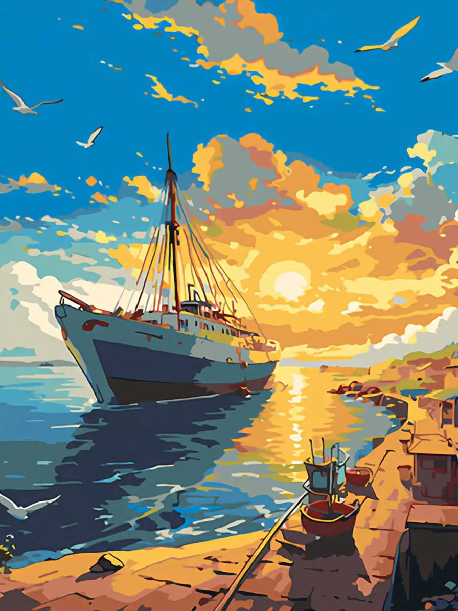 DIY Coloring By Numbers Boat Sailboat