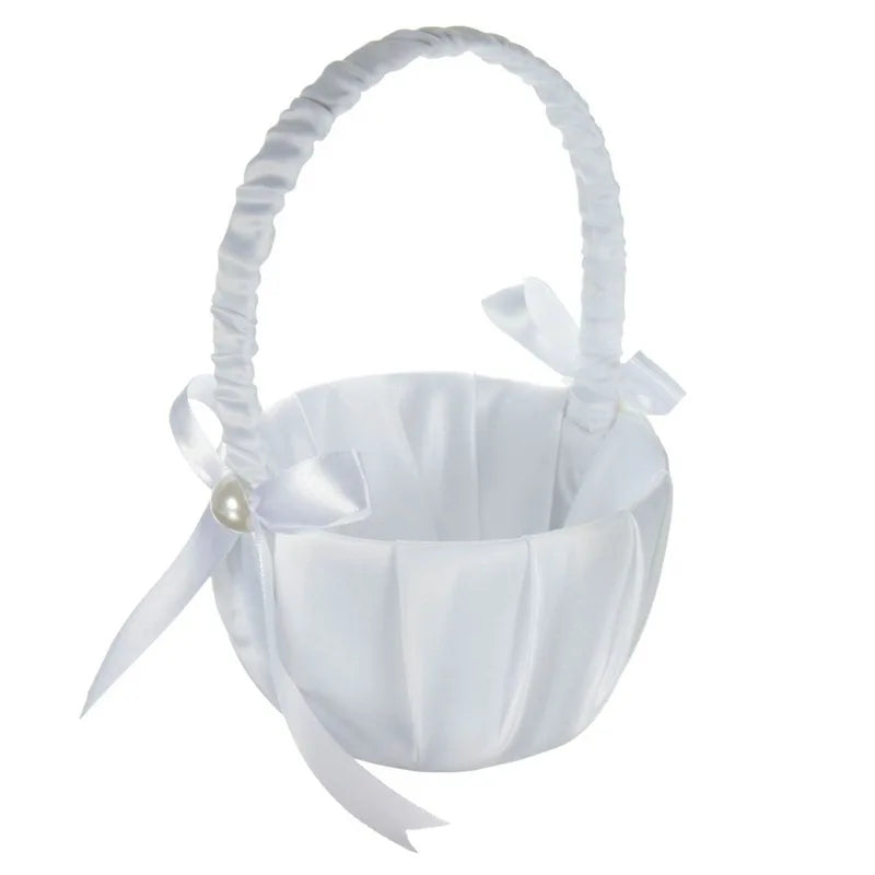 White Flower silk Basket