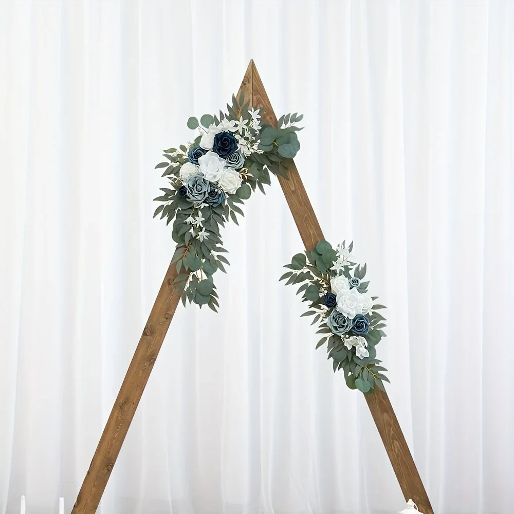 2pcs Wedding blue and white Flowers