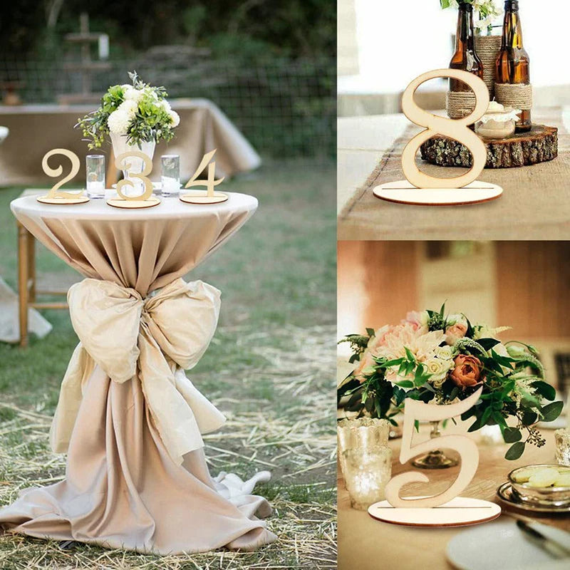 Elegant Wooden Table Numbers for Wedding Reception