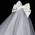 White Bride Bow Veil