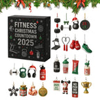 Christmas Countdown Calendar 2D Acrylic Ornament 24 Days Fitness Gear Christmas Ornaments for Winter Holiday Party Home Gym