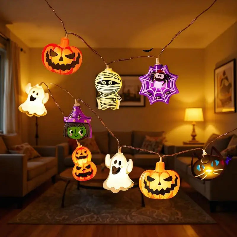 Halloween LED String Lights Pumpkin Ghost Spider Web