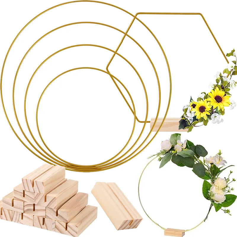 Gold Wreath Wooden Base