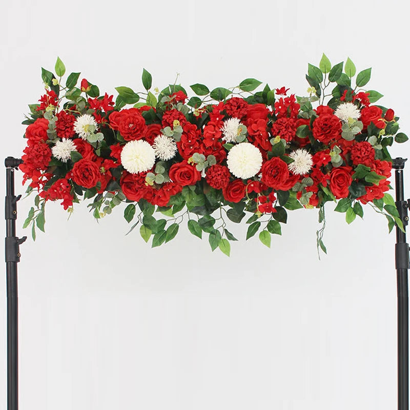 Luxury White Rose Artificial Flower Row Wedding Centerpiece