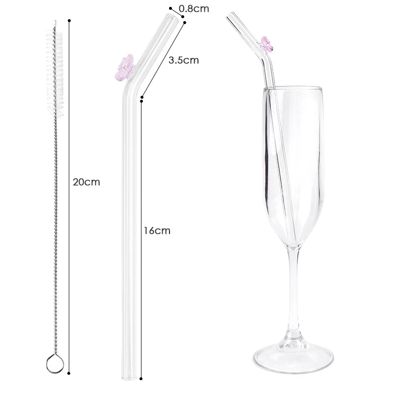 Reusable Butterfly Straws multicolor