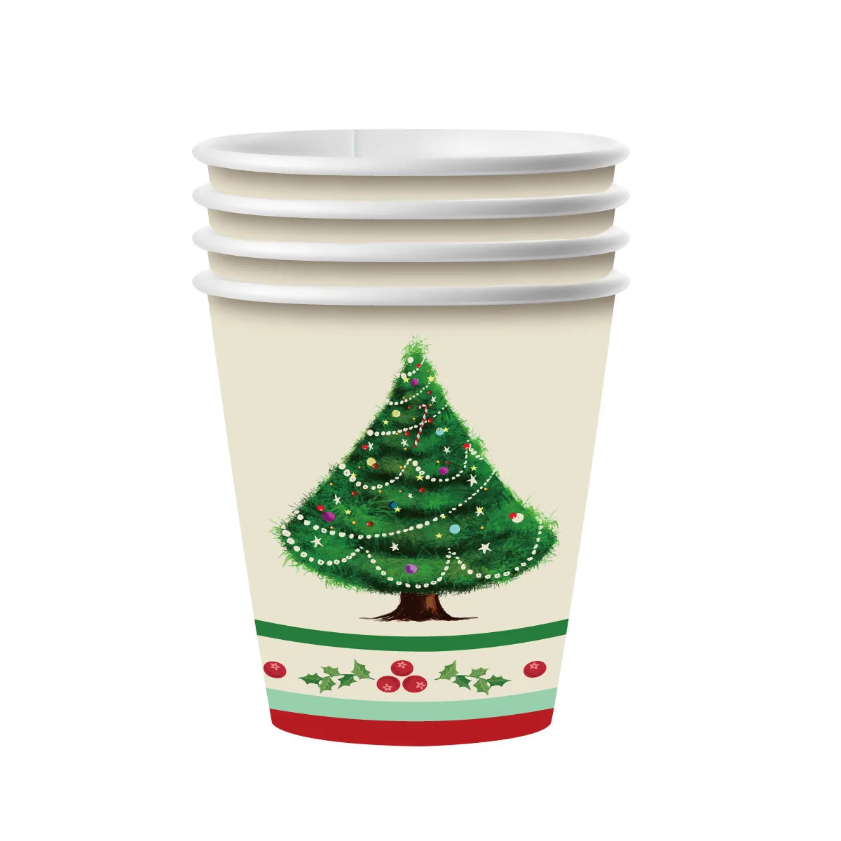 90pcs Christmas Tree Party Tableware Set Paper Plates Cups Napkins Cutlery Set Merry Christmas Dishes Decorations Party Supplies