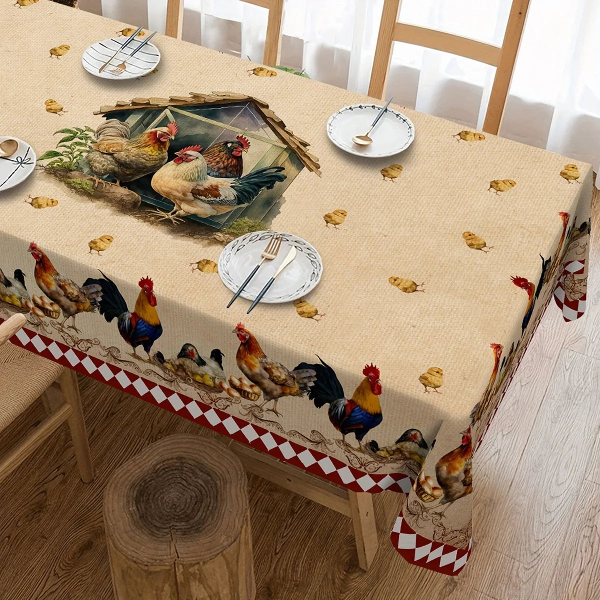 Christmas Tree Snowman Elk Snowflakes Tablecloth Dining Table Reusable Washable Rectangle Tables for Kitchen, Camping, Festival