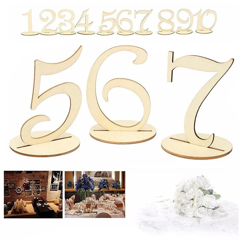 Elegant Wooden Table Numbers for Wedding Reception