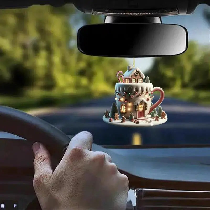 Christmas Coffee Cup acrylic Pendant