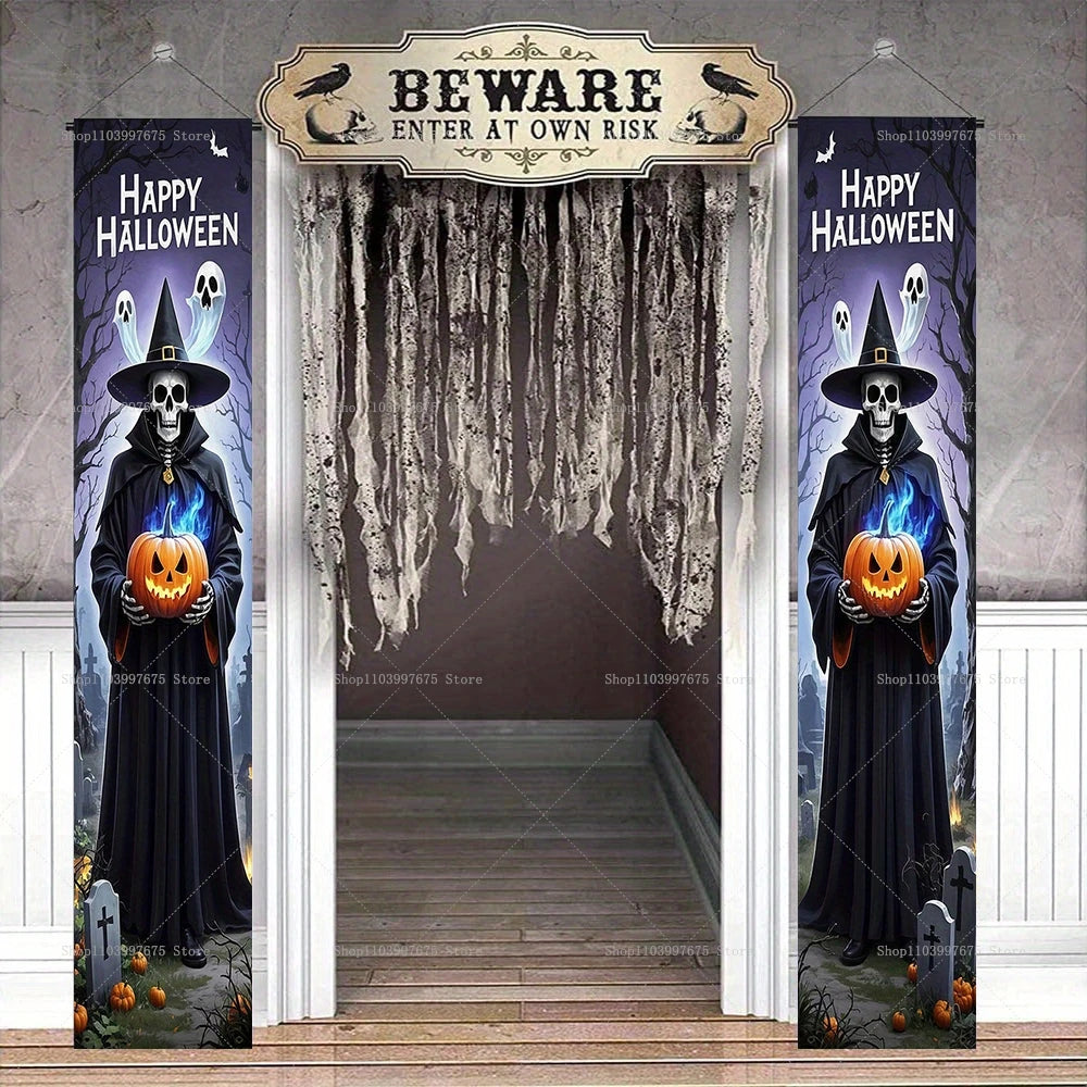 Halloween Scary Ghost Banners Welcome Porch