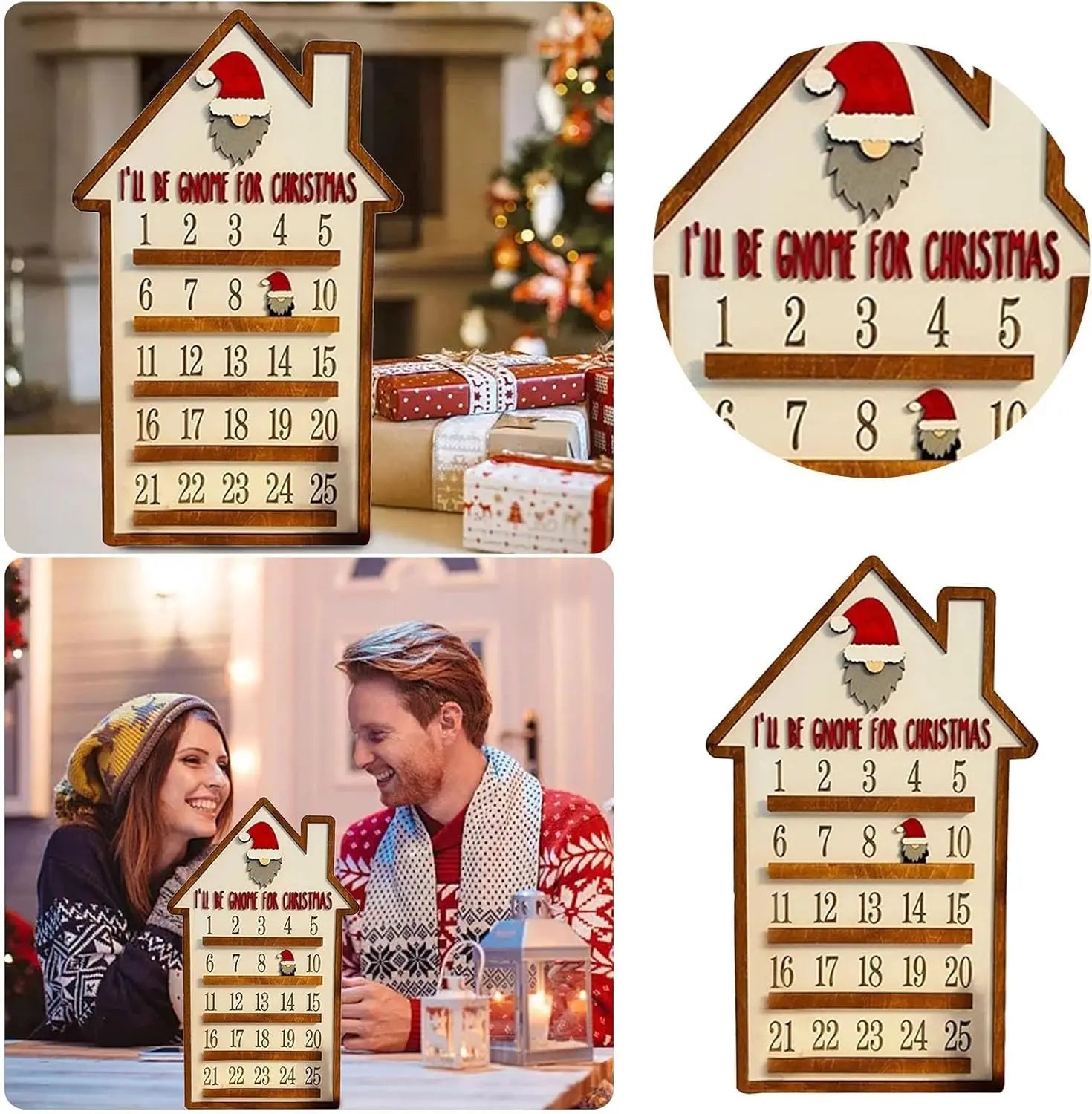 Christmas Countdown Calendar Desktop Home Decor Decoration Vintage Countdown Christmas Sign Hanging Wall Decoration Crafts