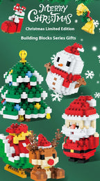 Christmas Gifts Micro Building Block DIY Domino Game Santa Claus Reindeer Holiday Puzzle Assembling Bricks Table Decoration Toys