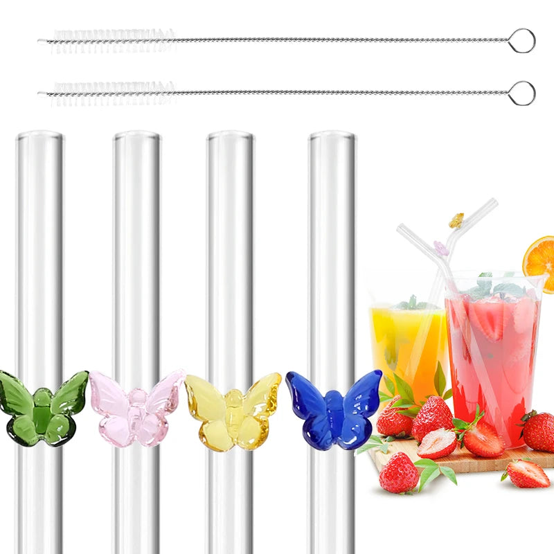 Reusable Butterfly Straws multicolor
