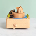 Christmas Gifts Wholesale Logo Engrave Mechanical Wind Up Clockwork Rotating Carousel Ballerina Music Box Wooden For Present