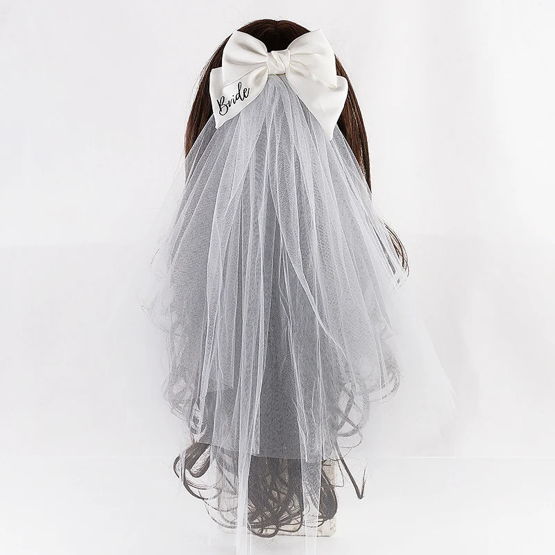 White Bride Bow Veil
