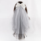 White Bride Bow Veil