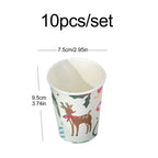 Christmas forest bronzing elk disposable tableware