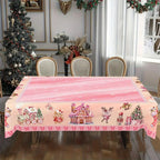 Christmas Tree Snowman Elk Snowflakes Tablecloth Dining Table Reusable Washable Rectangle Tables for Kitchen, Camping, Festival