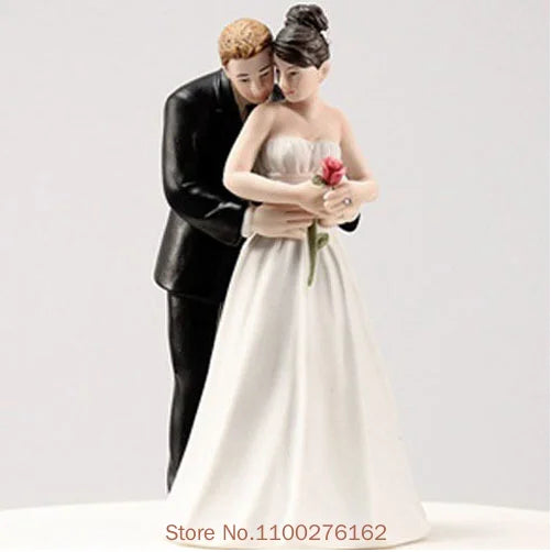 Romantic Bride and Groom Cake Toppers