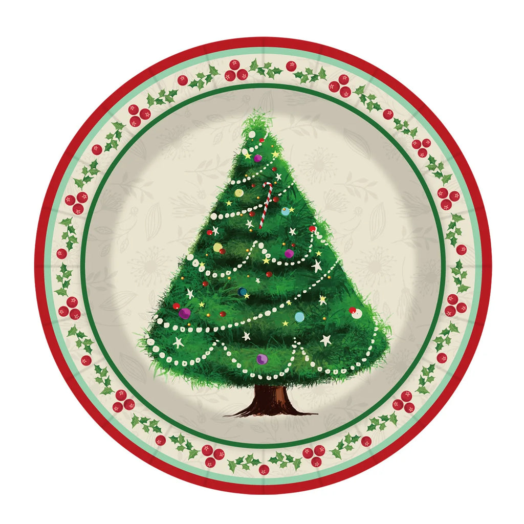 90pcs Christmas Tree Party Tableware Set Paper Plates Cups Napkins Cutlery Set Merry Christmas Dishes Decorations Party Supplies