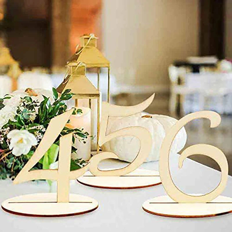 Elegant Wooden Table Numbers for Wedding Reception