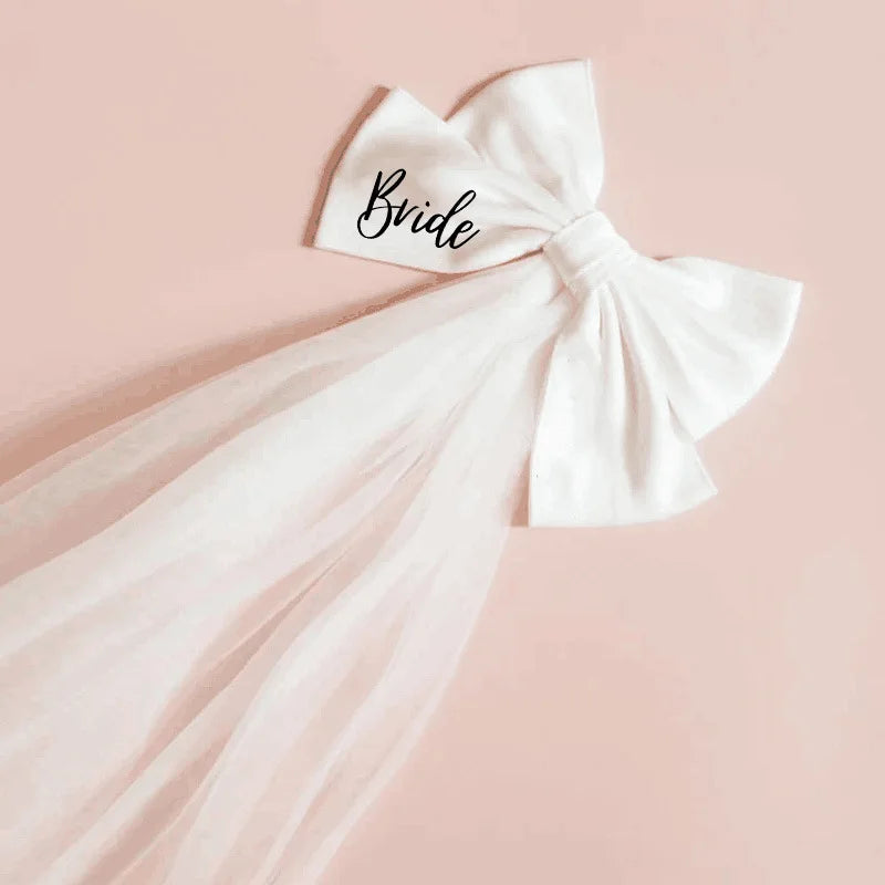 White Bride Bow Veil
