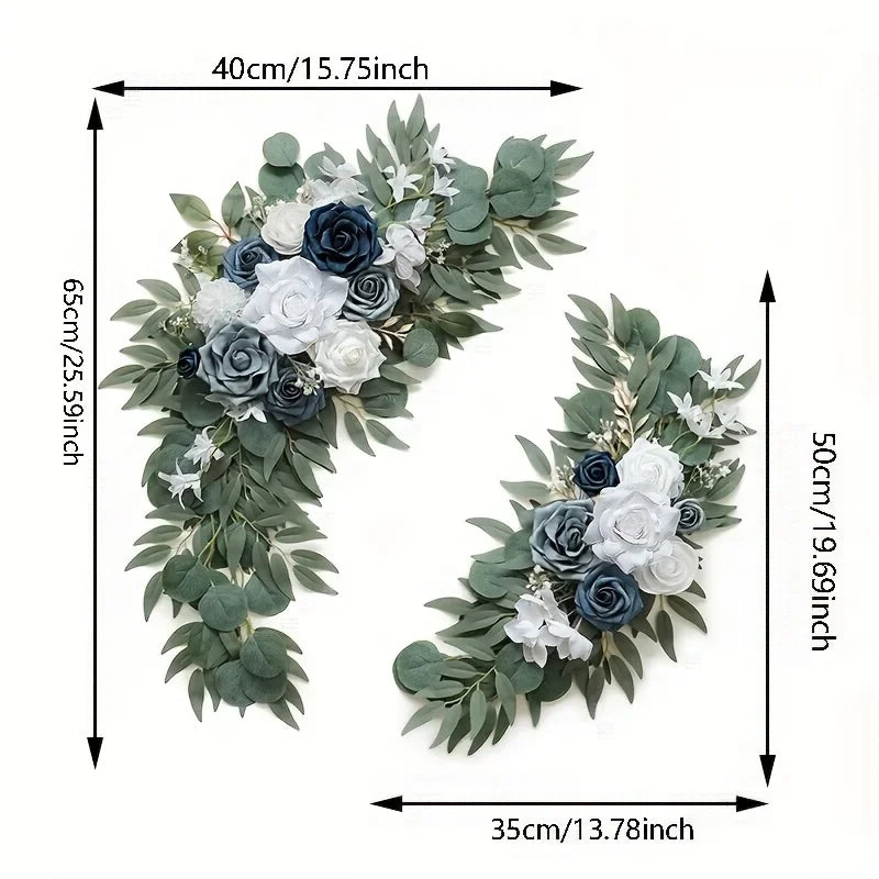 2pcs Wedding blue and white Flowers