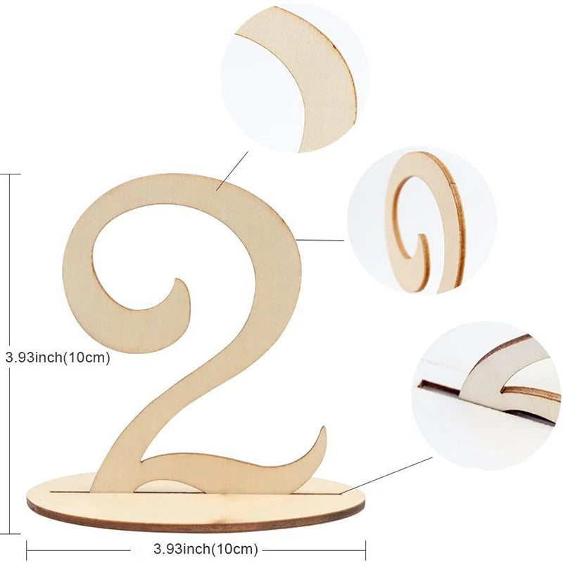 Elegant Wooden Table Numbers for Wedding Reception