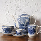 White and Blue porcelain complete tableware and tea set
